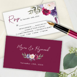 Tarjeta RSVP de boda floral Rubor azul de la Marin