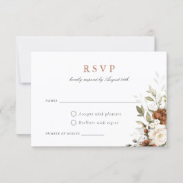 Tarjeta RSVP de Boda Floral Rust Cream Greenery Fa