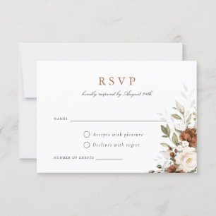 Tarjeta RSVP de Boda Floral Rust Cream Greenery Fa