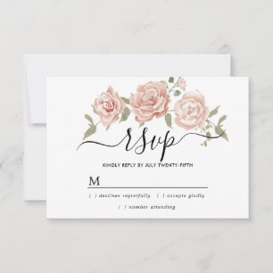 Tarjeta RSVP de boda floral Rústica con rosa y pol