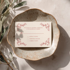 Tarjeta RSVP de Boda Floral Rustica Crimson Vintag
