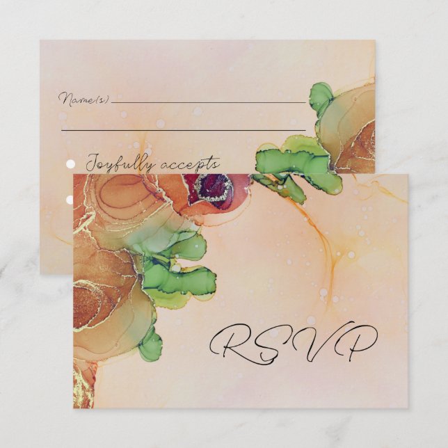 Tarjeta RSVP de Boda Floral Rústica Resumen (Anverso / Reverso)