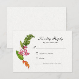 Tarjeta RSVP de boda floral tropical