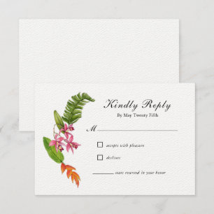 Tarjeta RSVP de boda floral tropical
