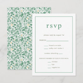 Tarjeta RSVP de boda floral verde de moda