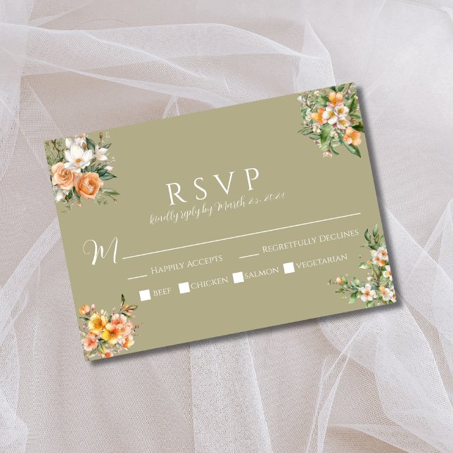 Tarjeta RSVP de boda floral verde sabia (Subido por el creador)