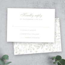 Tarjeta RSVP de boda floral verde sabia