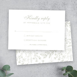 Tarjeta RSVP de boda floral verde sabia