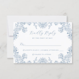Tarjeta RSVP de Boda Floral Vintage