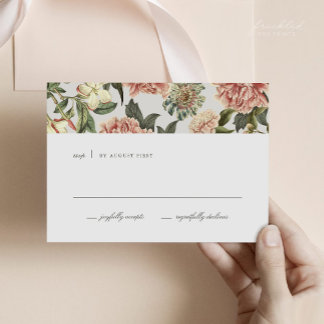 Tarjeta RSVP de Boda Floral Vintage