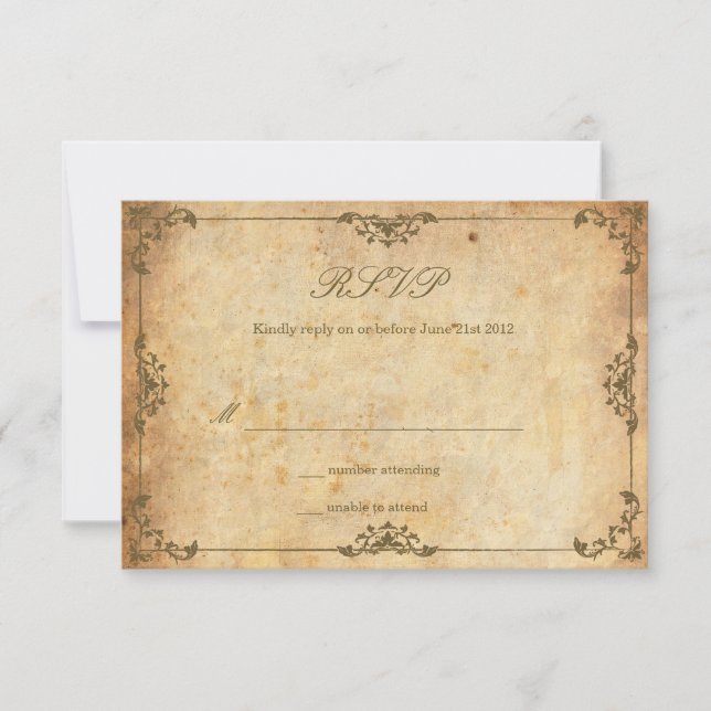 Tarjeta RSVP de Boda Floral Vintage (Anverso)