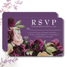 Tarjeta RSVP de Boda Floral Vintage de Lavanda Osc