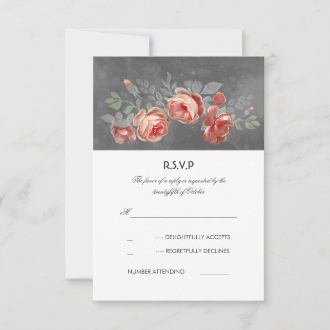 Tarjeta RSVP de boda floral y rústica (Anverso)