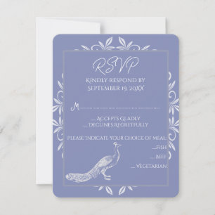 Tarjeta RSVP de Boda Flourish de pavo real Periwin