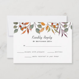 Tarjeta RSVP de boda follaje acuático otoño/ otoño