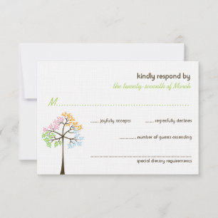 Tarjeta RSVP de Boda Forestal de Árboles de Cuatro