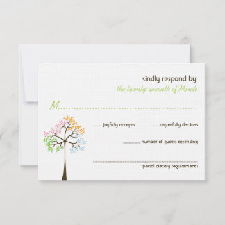 Tarjeta RSVP de Boda Forestal de Árboles de Cuatro