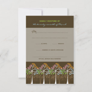 Tarjeta RSVP de Boda Forestal de Árboles de Cuatro