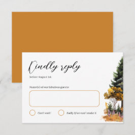 Tarjeta RSVP de boda forestal de color de agua oto