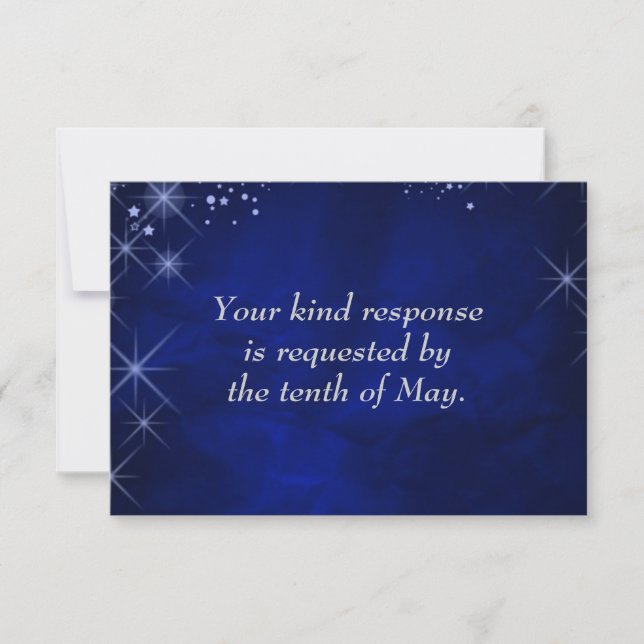 Tarjeta RSVP de boda formal Blue Starry Night (Anverso)