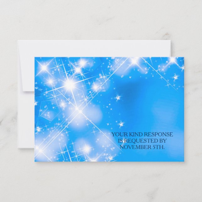 Tarjeta RSVP de boda formal de Icy Blue Winter Sta (Anverso)