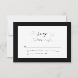 Tarjeta RSVP de boda formal en blanco y negro