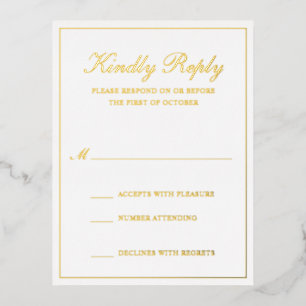 Tarjeta RSVP de boda formal tradicional de Relieve