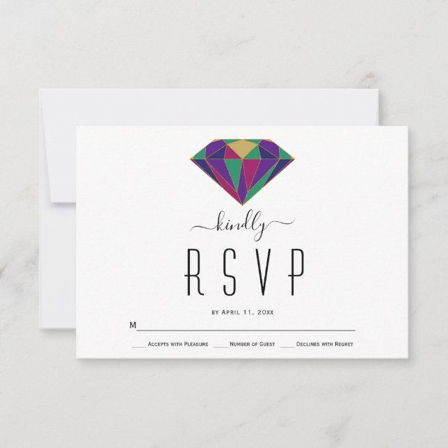 Tarjeta RSVP de boda geométrica abstracta de diama (Anverso)