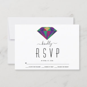 Tarjeta RSVP de boda geométrica abstracta de diama