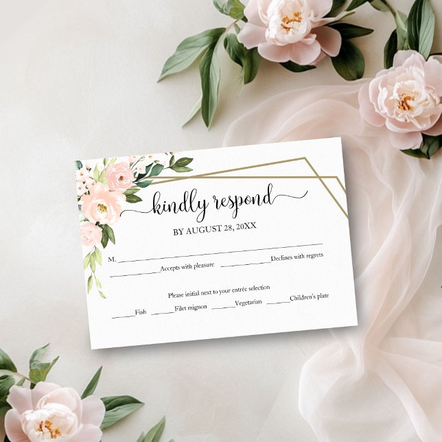 Tarjeta RSVP de Boda Geométrica Floral Rubor Rosa (Subido por el creador)