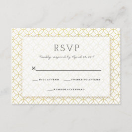 Tarjeta RSVP de Boda Geométrica Moderna Gold