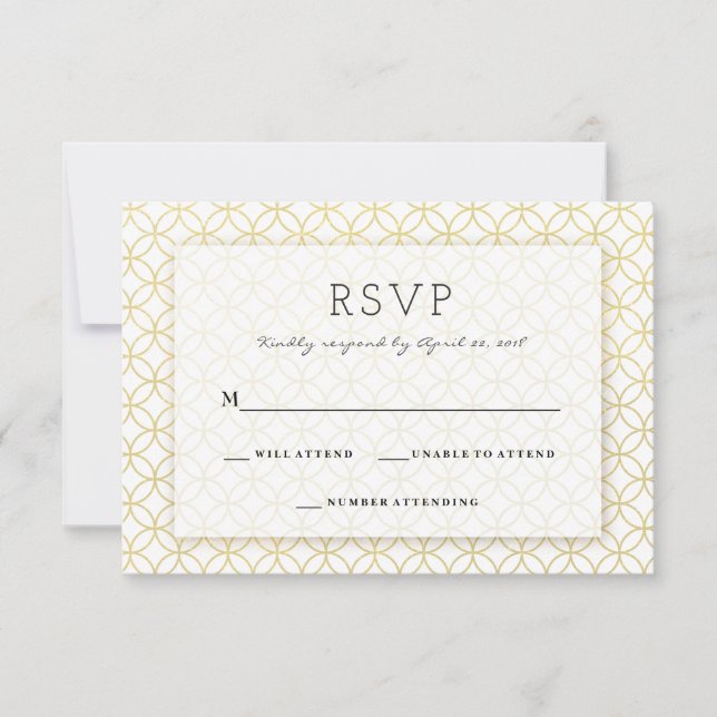 Tarjeta RSVP de Boda Geométrica Moderna Gold (Anverso)