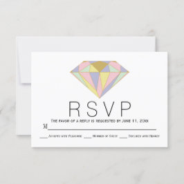 Tarjeta RSVP de boda geométrica rosa, joyas de men
