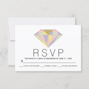 Tarjeta RSVP de boda geométrica rosa, joyas de men