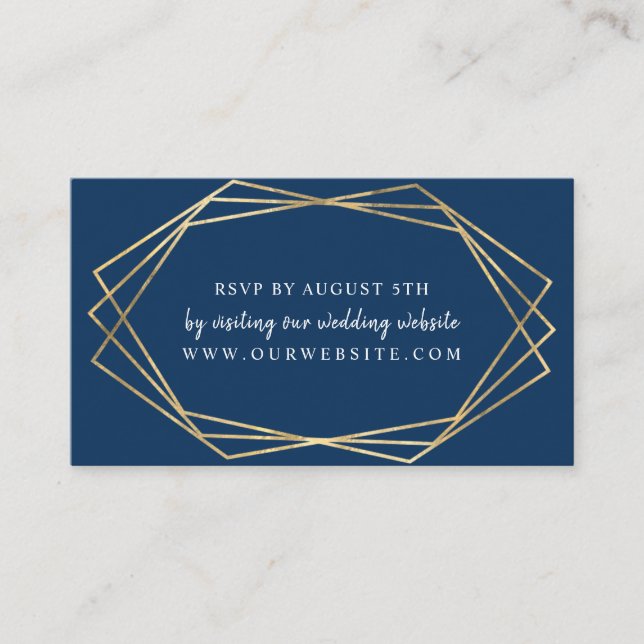 Tarjeta RSVP de boda Gold Frame Online | cualquier (Anverso)