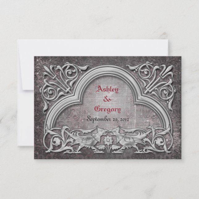 Tarjeta RSVP de boda gótica (Anverso)