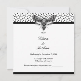 Tarjeta RSVP de Boda Gótica de Moth Skull - Elegan