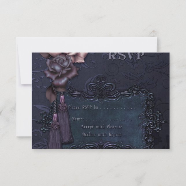 Tarjeta RSVP de Boda Gótica Oscura (Anverso)