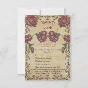 Tarjeta RSVP de Boda Gótica Vintage Floral