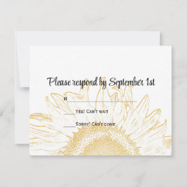 Tarjeta RSVP de boda gráfica de girasol amarillo