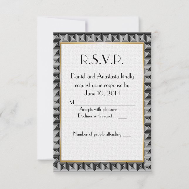 Tarjeta RSVP de boda griega (Anverso)