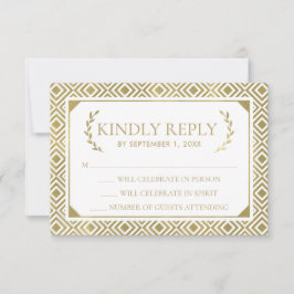 Tarjeta RSVP de boda griega, oro