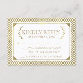 Tarjeta RSVP de boda griega, oro