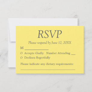 Tarjeta RSVP de Boda Gris Amarillo Elegante