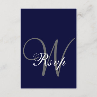 Tarjeta RSVP de Boda Gris Azul de Marina