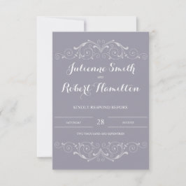 Tarjeta RSVP de Boda Gris de Swirls Victorian