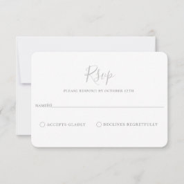 Tarjeta RSVP de boda gris minimalista