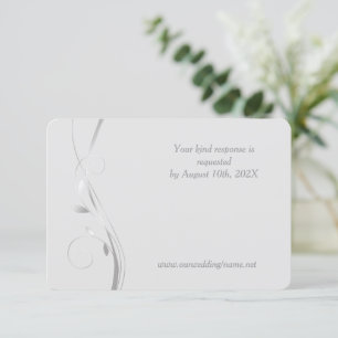 Tarjeta RSVP de Boda Gris Pálida de Plata Swirl