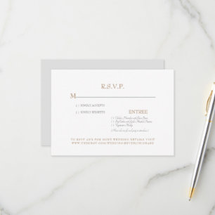 Tarjeta RSVP de Boda Gris y Oro