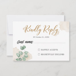 Tarjeta RSVP de Boda Horizontal de Verdor de Oro